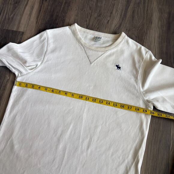 Vintage Abercrombie & Fitch T-Shirt Men's Size M Cream Long Sleeve Y2K Moose - Picture 3 of 6